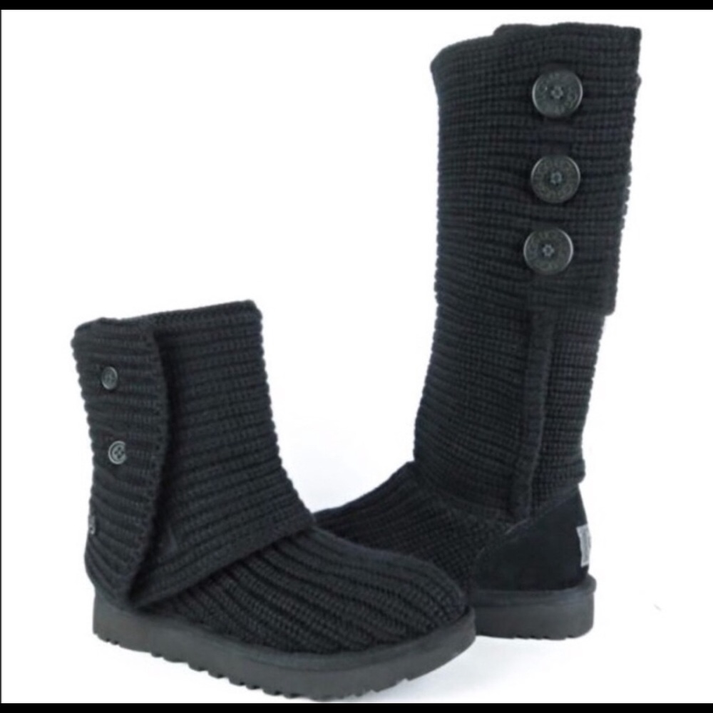 UGG CARDY BLACK KNIT BOOTS SIZE 9